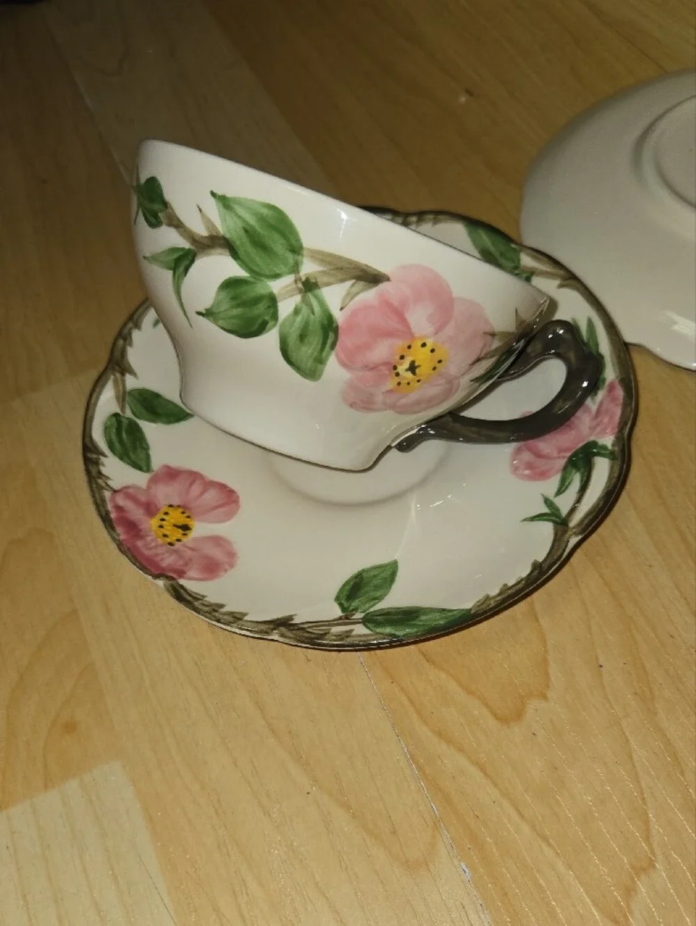 Fransican Desert Rose Teacup & Saucer Set